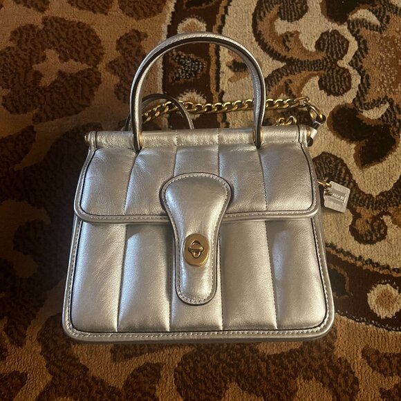COACH Silver Willis 18 Quilted Handbag/Crossbody bag - Picture 1 of 3